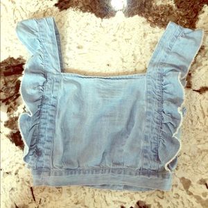 Urbanoutfitters ruffle denim crop top •never worn•
